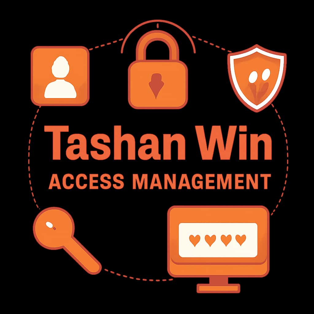 An educational diagram detailing the steps for managing access in Tashan Win.